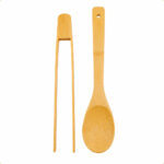 Kit Utensílios Bambu 2 Peças Colher Pegador Cozinha Natural