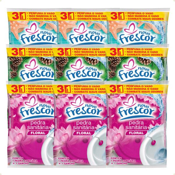 Pedra Sanitária Fragâncias 22g 9 Unidades Novo Frescor