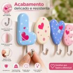 Gancho Love 4 Unidades Adesivo Decorativo Para Parede - Imagem 4