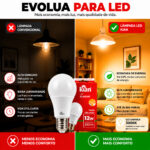 Kit 10 Lâmpadas LED Kian Classic 9W Bivolt 3000K Amarela - Imagem 5