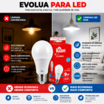 Kit 10 Lâmpadas LED Kian Classic 9W Bivolt 6500K Branco Frio - Imagem 5