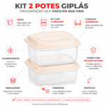 Conjunto 2 Potes Plásticos Quadrados 750ml Giplás - Imagem 4