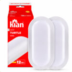 Kit 2 Luminárias LED Kian Turtle 12W Oval Sobrepor 4000K