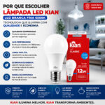 Kit 5 Lâmpadas LED Kian Classic 12W Bivolt 6500K Branco Frio - Imagem 7