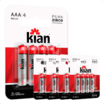 Kit 20 Pilhas AAA Palito Kian 1.5V Zinco Longa Duração