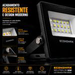 Kit 2 Refletores LED 30W Slim 6500K Frio Bivolt Economax - Imagem 6