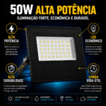Kit 3 Refletores LED 50W Slim 6500K Frio Bivolt Economax - Imagem 5