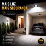 Kit 3 Refletores LED 50W Slim 6500K Frio Bivolt Economax - Imagem 3