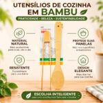 Kit Utensílios Bambu 2 Peças Colher Pegador Cozinha Natural - Imagem 3