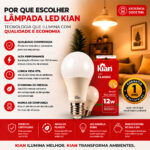 Kit 10 Lâmpadas LED Kian Classic 12W Bivolt 3000K Amarela - Imagem 7