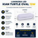 Kit 2 Luminárias LED Kian Turtle 12W Oval Sobrepor 4000K - Imagem 7