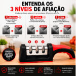 Afiador Manual de Facas 3 Estágios Afiação Rápida Premium - Imagem 6