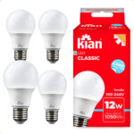 Kit 5 Lâmpadas LED Kian Classic 12W Bivolt 6500K Branco Frio