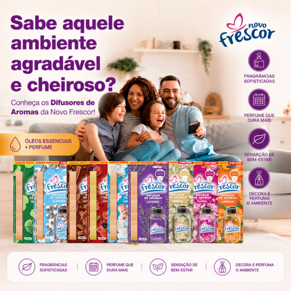Difusor de Aromas Perfumado  Bem Estar 100ml Novo Frescor