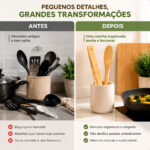 Kit Utensílios Bambu 2 Peças Colher Pegador Cozinha Natural - Imagem 5