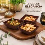 Kit 3 Mini Petisqueiras Quadradas Evo 11,5x11,5x3cm Imbuia - Imagem 7