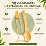 Kit Utensílios Bambu 2 Peças Colher Pegador Cozinha Natural - Imagem 2