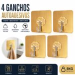 Gancho Adesivo  Dourado 4 Unidades Multiuso Organizador - Imagem 2