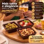 Kit 3 Mini Petisqueiras Quadradas Evo 11,5x11,5x3cm Imbuia - Imagem 2
