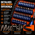 Jogo Bits Rayco 44 Peças Com Extensor Flexível Parafusadeira - Imagem 6
