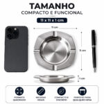 Cinzeiro Quadrado Inox 11cm Kehome Design Elegante Premium - Imagem 5