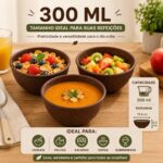 Kit 3 Tigelas Redondas Pequenas 300ml Evo 12x6cm Imbuia - Imagem 6