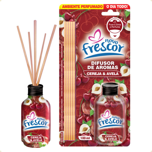 Difusor de Aromas Perfumado Cereja e Avelã 100ml Novo Frescor