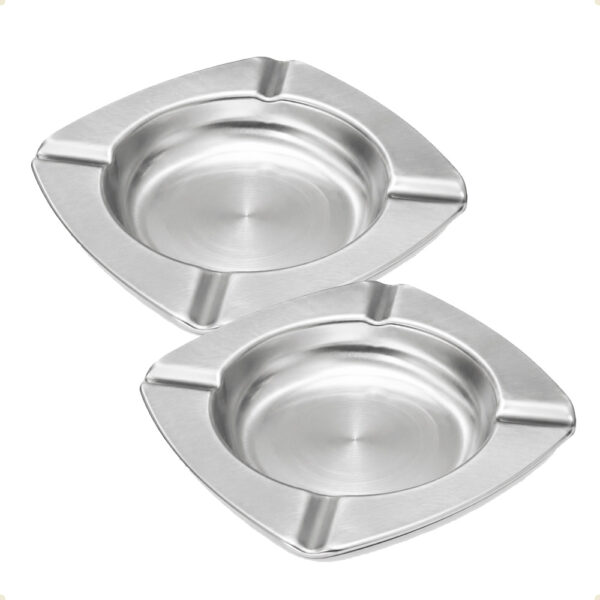 Cinzeiro Quadrado Inox 11cm 2 Unidades Kehome Elegante