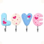 Gancho Love 4 Unidades Adesivo Decorativo Para Parede