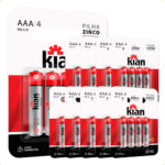 Kit 40 Pilhas AAA Palito Kian 1.5V Zinco Longa Duração