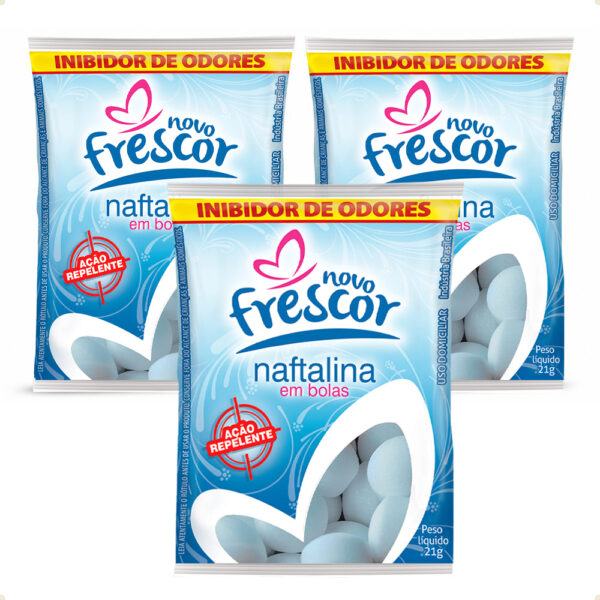 Naftalina em Bolas Inibidor de Odores 3 Unid. Novo Frescor
