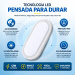 Kit 2 Luminárias LED Kian Turtle 12W Oval Sobrepor 4000K - Imagem 4
