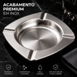 Cinzeiro Quadrado Inox 11cm 2 Unidades Kehome Elegante - Imagem 2