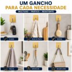 Gancho Adesivo  Dourado 4 Unidades Multiuso Organizador - Imagem 7