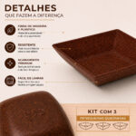 Kit 3 Mini Petisqueiras Quadradas Evo 11,5x11,5x3cm Imbuia - Imagem 5