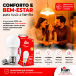 Kit 5 Lâmpadas LED Kian Classic 9W Bivolt 3000K Amarela - Imagem 6