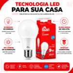 Kit 10 Lâmpadas LED Kian Classic 9W Bivolt 6500K Branco Frio - Imagem 4