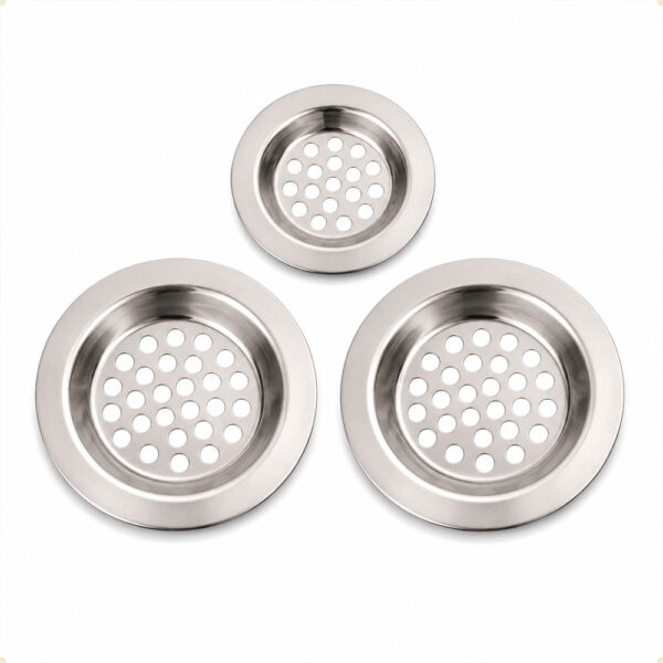 Kit Protetor Ralo de Pia 3 Peças 5,5/7,7/7,7cm Aço Inox