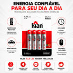 Kit 12 Pilhas AAA Palito Kian 1.5V Zinco Longa Duração - Imagem 4
