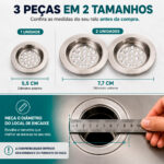 Kit Protetor Ralo de Pia 3 Peças 5,5/7,7/7,7cm Aço Inox - Imagem 5