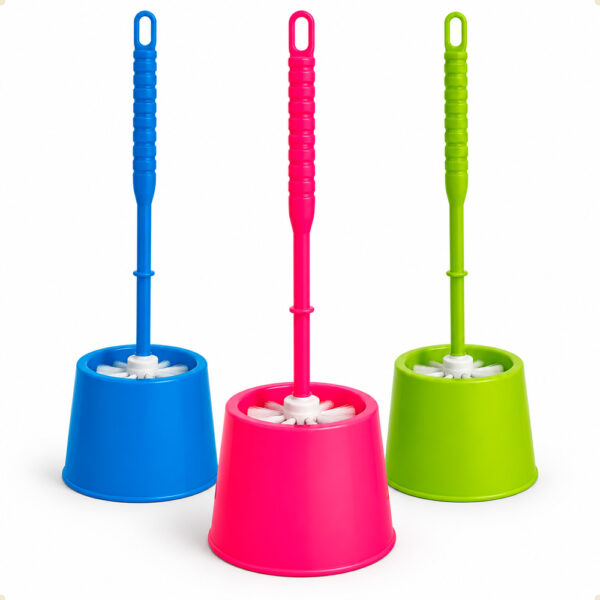 Kit 3 Escovas Sanitárias Plástico Com Suporte Vaso Banheiro