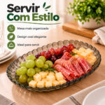 Travessa Oval Plástica P/ Servir Cinza Fumê 24,5x16,5x2,5cm - Imagem 3