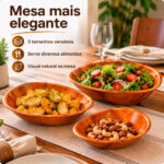 Kit 3 Travessas Oval Bambu Envernizado Gamela Bown Saladeira - Imagem 3