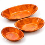 Kit 3 Travessas Oval Bambu Envernizado Gamela Bown Saladeira