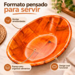 Kit 3 Travessas Ovais Bambu Envernizado P 19,5x14cm Yins - Imagem 3