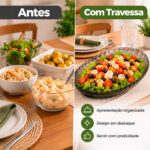 Kit 2 Travessas Ovais Plásticas Cinza Fumê 24,5x16,5x2,5cm - Imagem 7