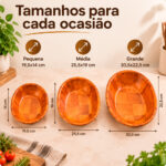 Kit 3 Travessas Oval Bambu Envernizado Gamela Bown Saladeira - Imagem 6