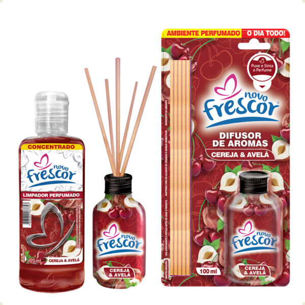 Kit Limpador Perfumado 120ml Difusor de Aromas Cereja Avelã